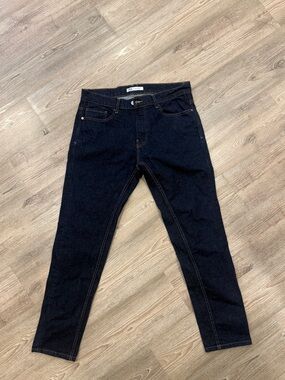 Zara Men's Slim Straight Jeans in Dark Blue